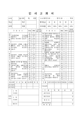 인사고과서 인사고과서